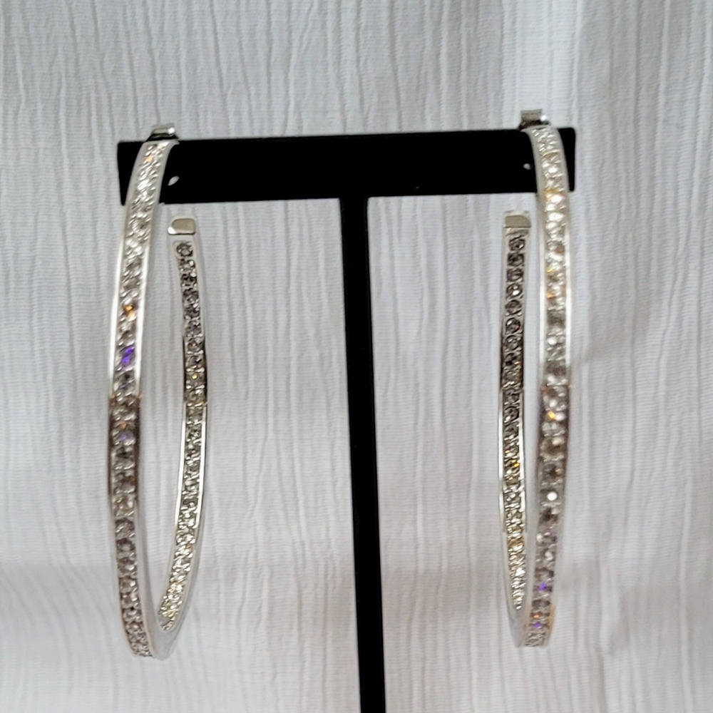 Swarovski Silver Crystal Hoop Earrings